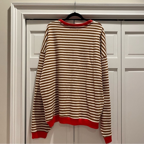 We The Free x Free People Classic Striped Oversized Crewneck | Size Large - Picture 6 of 7